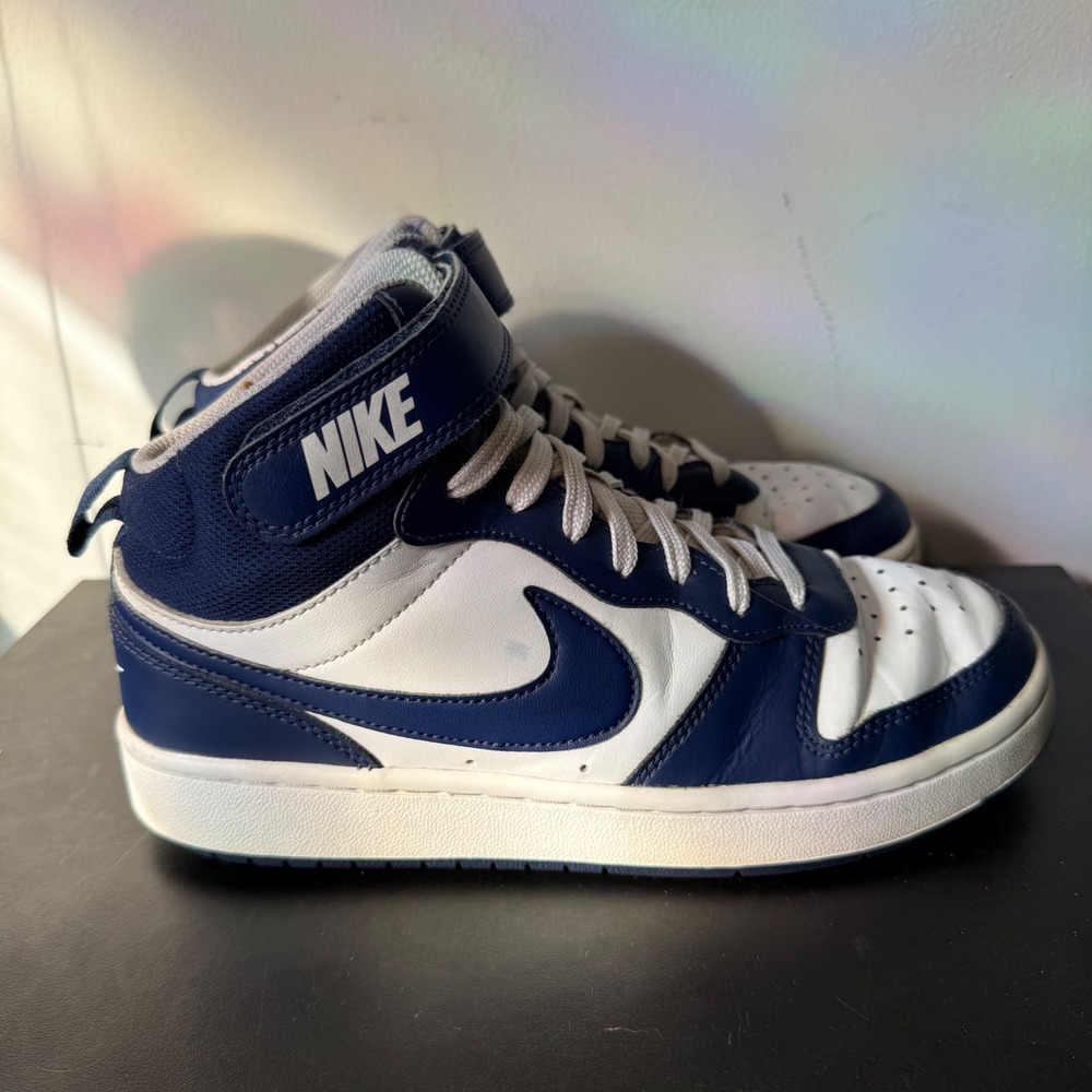 Nike Court Borough Mid 2 Big Kids Size 6Y White Blue Void Signal Blue CD7782 107